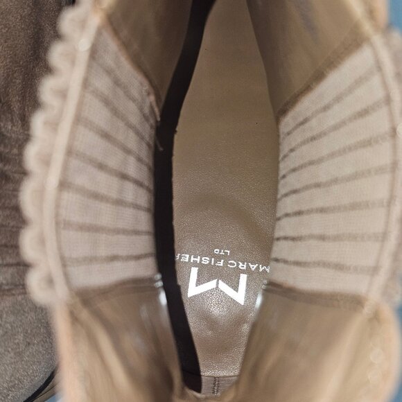 Marc Fisher LTD Hadria Ankle Boot Womens 8 Natural Tan Suede Chelsea Cap Toe - Picture 11 of 14